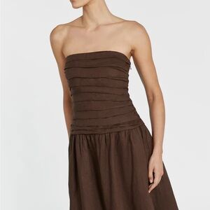 DISSH Linen Brown Strapless Dress